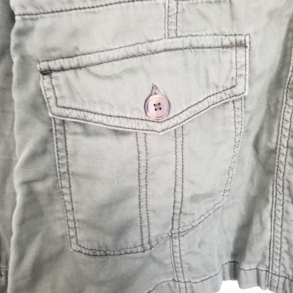 Army Green Lightweight Utility Jacket Cinch Waist - Picture 4 of 7